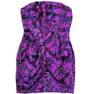 🆕 BCBGeneration Strapless Ruched Abstract Print Dress